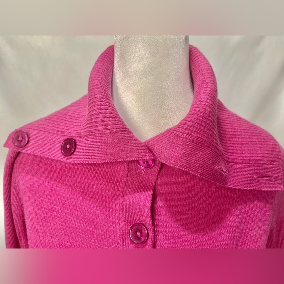 Talbots Pink Pure Merino Wool Button Up Folded Collar Cardigan Sweater - Picture 7 of 11
